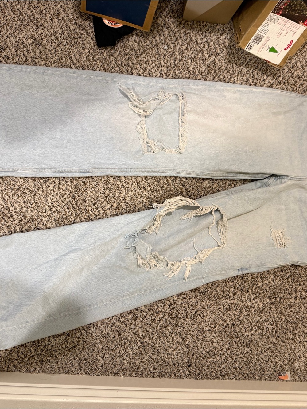 Free People Light Wash Distressed Ripped Jeans
